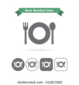 Icon Of Plate With Fork And Spoon