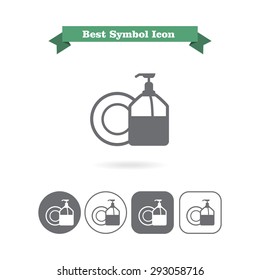 Icon of plate and pump detergent bottle 