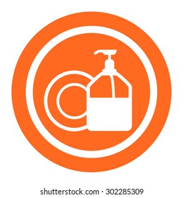 Icon of plate and pump detergent bottle 
