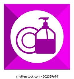 Icon of plate and pump detergent bottle 