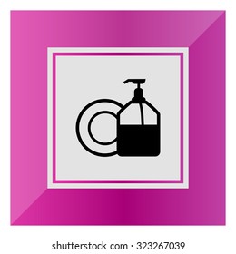 Icon of plate and pump detergent bottle 