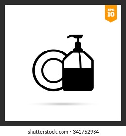 Icon of plate and pump detergent bottle 