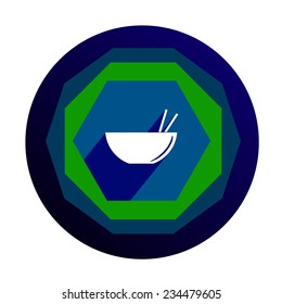 icon of the plate for sushi with chopsticks