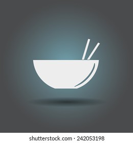 icon of the plate for sushi with chopsticks