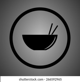 icon of the plate for sushi with chopsticks