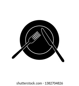 Icon plates with a knife and fork, flat icon for design and decoration.