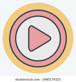 Icon Play Button. related to Cinema symbol. color mate style. simple design illustration