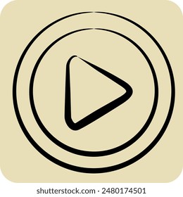 Icon Play Button. related to Cinema symbol. hand drawn style. simple design illustration