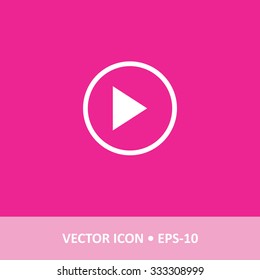Icon of Play on Magenta Color Background. Eps-10.