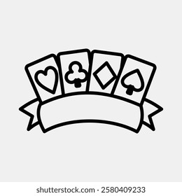 Icon playing cards. Traditional tattoo elements. Icon in line style.