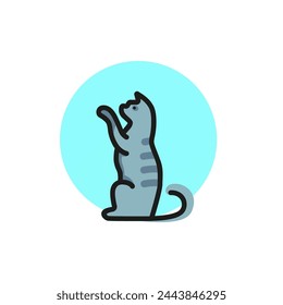 Icon of playing kitten. Pet, cat, veterinary. Animal care concept. Can be used for topics like veterinary, animal care, rescue.