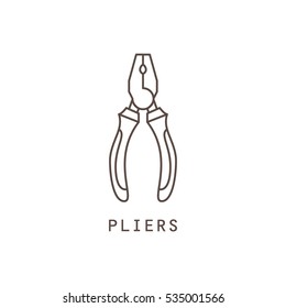 Icon pliers in the style of the line. Vector illustration.