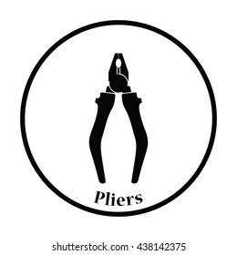 Icon of pliers. Thin circle design. Vector illustration.