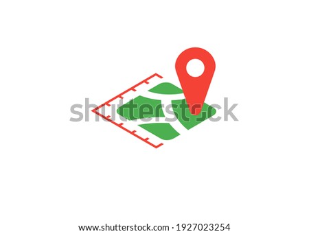 icon plot area in acres, square metres, kilometres, feet, yards, miles, hectare, are. Vector dimension area size icon and map pin Zdjęcia stock © 