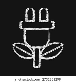 Enchufe de icono. Elementos de vehículos eléctricos. Icono en estilo de tiza.