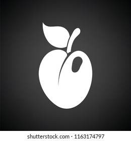 Icon of Plum . Black background with white. Vector illustration.