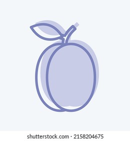 Icon Plum. suitable for Fruits and Vegetables symbol. two tone style. simple design editable. design template vector