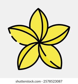 Icon plumeria. Beautiful flowers elements. Icon in filled line style.