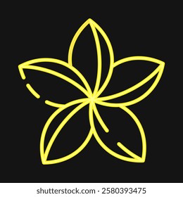 Icon plumeria. Beautiful flowers elements. Icon in neon style.