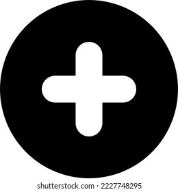 Symbol mit Pluszeichen in schwarz-weißer Farbe, Schaltfläche mit Zeichen