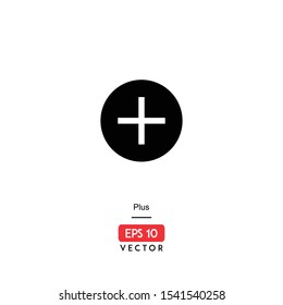 Icon plus with solid style vector, isolated on white background, EPS10 - Vector