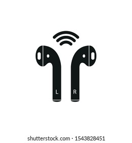 Icon of pocket wireless headphones. Simple vector illustration.