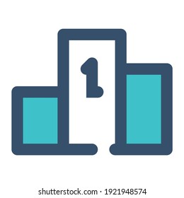 icon podium using filled line style and blue color