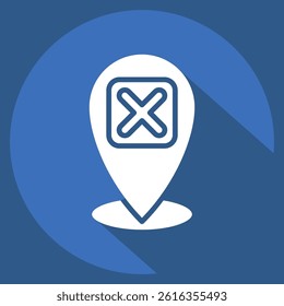 Icon Point. related to Exclamation symbol. long shadow style. design editable