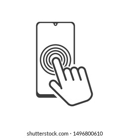 Icon pointing on the touch screen of the smartphone template color editable. touch screen symbol vector sign isolated on white background.
