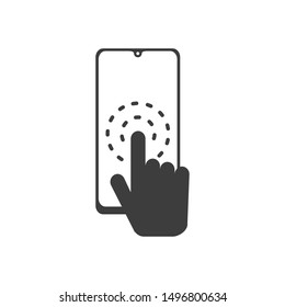 Icon pointing on the touch screen of the smartphone template color editable. touch screen symbol vector sign isolated on white background.