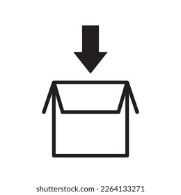 Icon pointing to the top of the box