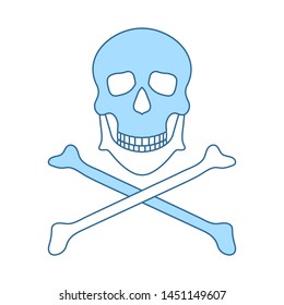 Icon Of Poison From Skill And Bones. Thin Line With Blue Fill Design. Vector Illustration.