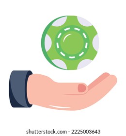 Ein Icon für Poker-Chip-Flachdesign 