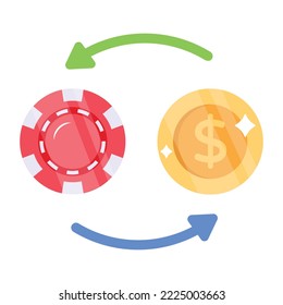 An icon of poker chip flat design 