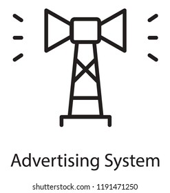 Icon of a pole having speaker, advertising system