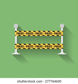 Icon of police barrier, line, danger tape. Flat style