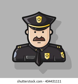 icon police in black uniforms with police badge