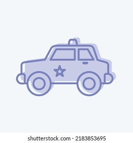 Icon Police Car. suitable for education symbol. two tone style. simple design editable. design template vector. simple illustration