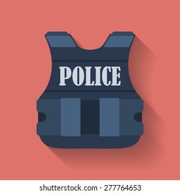 Icon Of Police Flak Jacket Or Bulletproof Vest