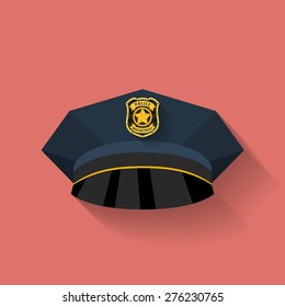 Icono del sombrero policial, sombrero policial.