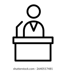 Icon of a political candidate giving a campaign speech.
This illustration is related to a legislator speech, pledge, policy, presentation.