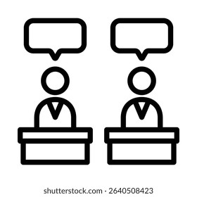 Icon of a political candidate speaking about policy in an election scene.
This illustration is related to election speeches, legislators, speeches, comparison, choice, politics, voting.