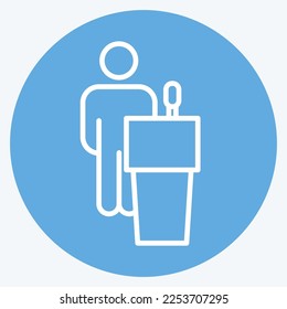 Icon Political Volunteering. related to Volunteering symbol. blue eyes style. Help and support. friendship