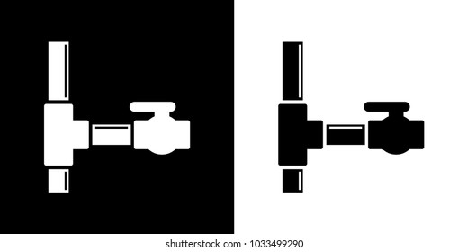 Icon of polypropylene tap. on white and black background