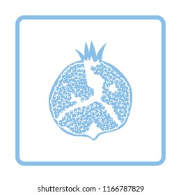 Icon of Pomegranate. Blue frame design. Vector illustration.
