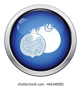Icon of Pomegranate. Glossy button design. Vector illustration.
