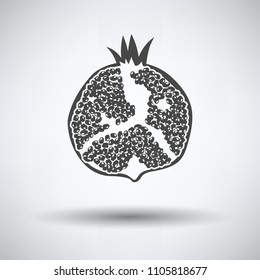 Icon of Pomegranate on gray background, round shadow. Vector illustration.