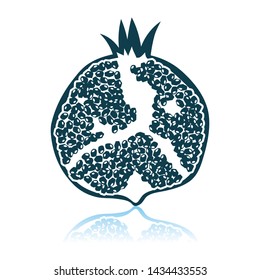 Icono De Pomegranato. Diseño de reflexión de sombra. Ilustración vectorial.
