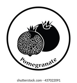 Icon of Pomegranate. Thin circle design. Vector illustration.