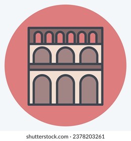 Icon Pont Du Gard. related to France symbol. color mate style. simple design editable. simple illustration